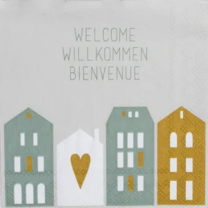 Cocktailserviette "Welcome Willkommen Bienvenue" - Räder