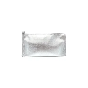 Kosmetiktasche aus Kalbsleder mit Innenspiegel | silber