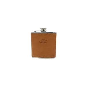 Exklusiver Flachmann aus Edelstahl mit Leder | 150ml