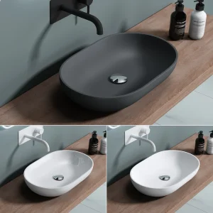 Waschbecken Aufsatzwaschbecken oval ELINA aus Mineralguss